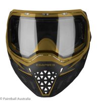 Empire EVS Black Gold goggle clear lens front view