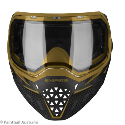 Empire EVS Black Gold goggle clear lens front view