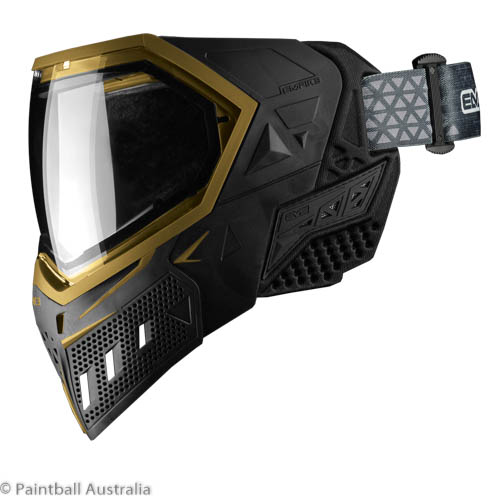 Empire EVS Black Gold goggle clear lens profile view 2