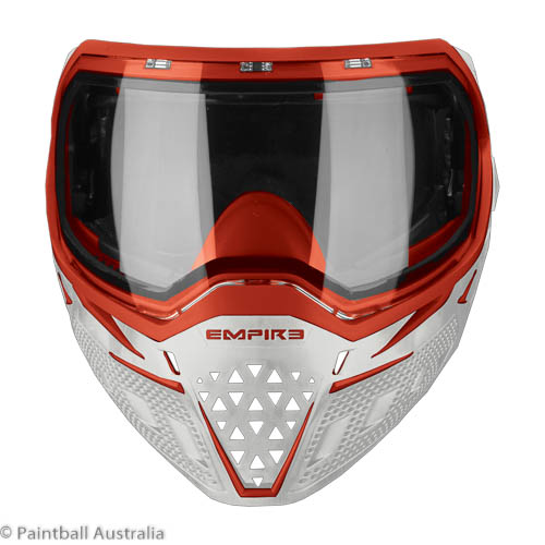 Empire EVS White Red goggle clear lens front view