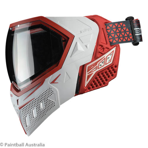 Empire EVS White Red goggle clear lens profile view a